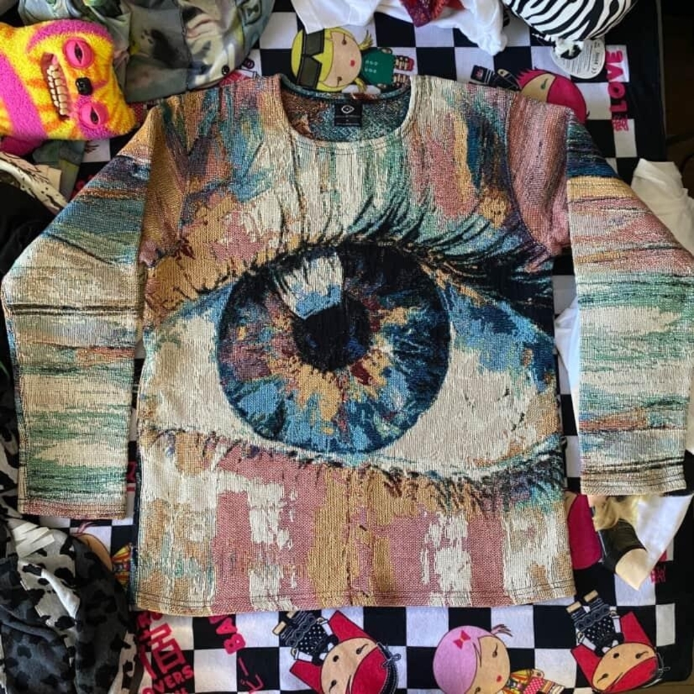 Colorful Eye Graphic Tapestry Sweater Dream Of Threads